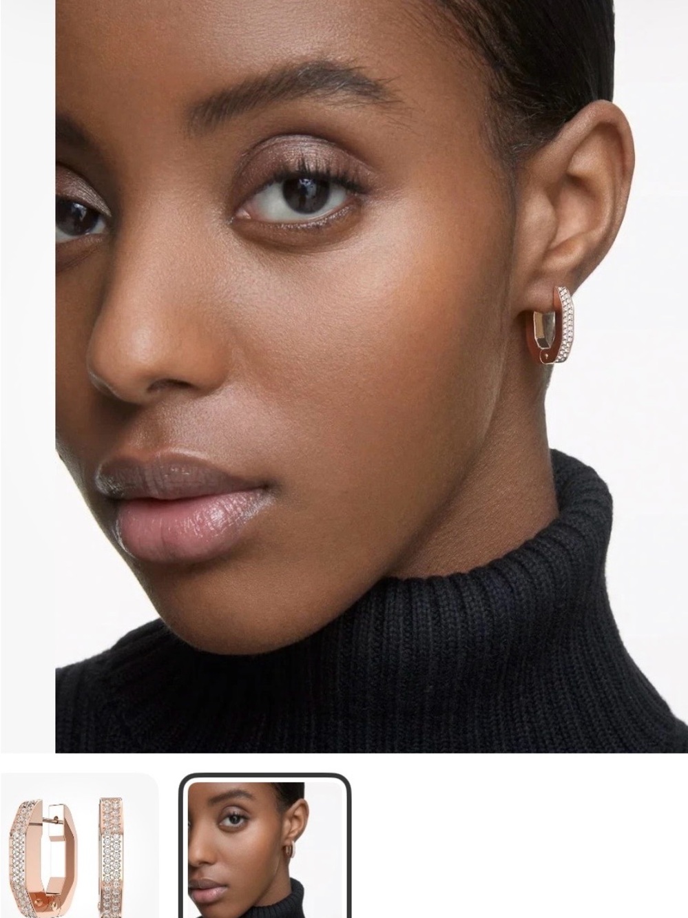 Swarovski Rose Gold Dextera Octagon small hoops